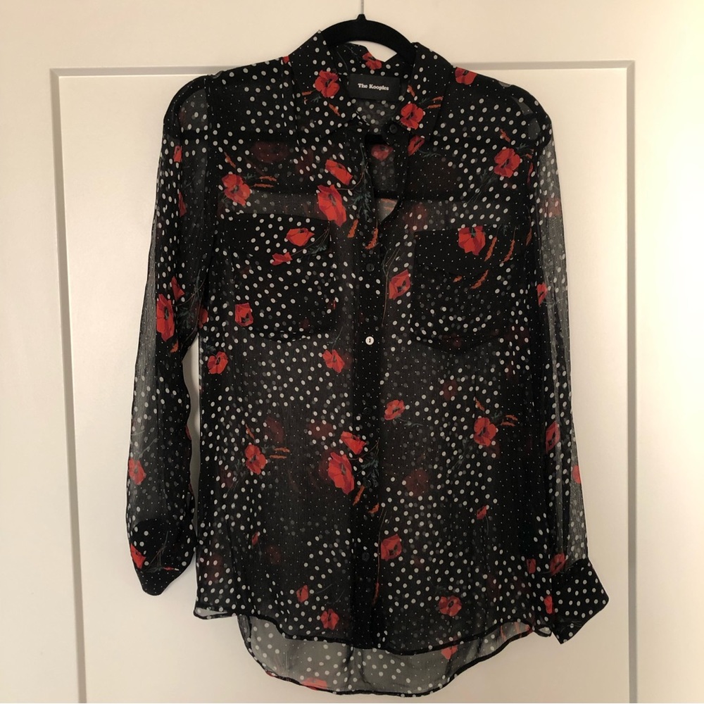 The Kooples Popi Pop Black Printed Blouse